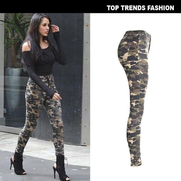 

women's jeans 2021 high waist skinny denim for women ripped pencil female trousers camouflage joggers pants peach, Blue