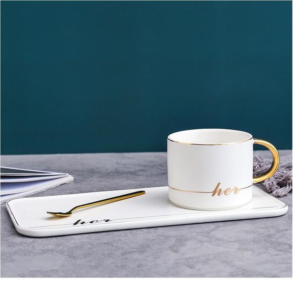 

creative coffee cup and saucer set ceramic breakfast milk cup afternoon tea cup european simple style water cafe wit qyllgi