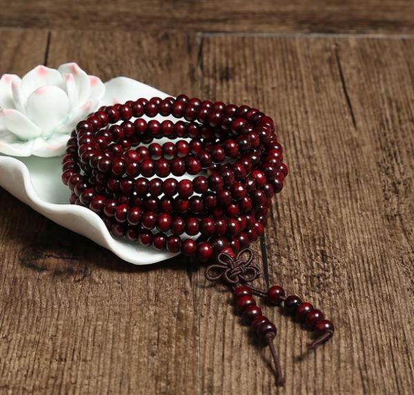 

2021 buddha 108*8mm natural sandalwood buddhist buddha meditation 108 beads wood prayer bead mala bracelet women men jewelry, Black