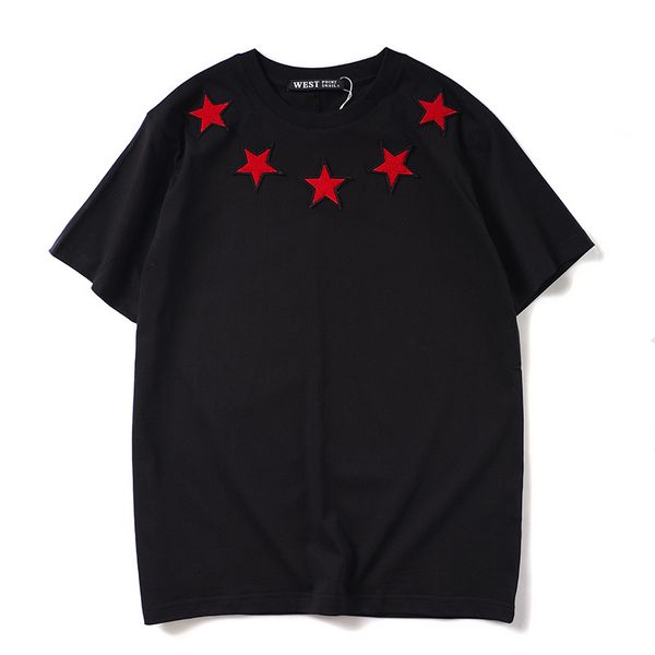 

new designer men women t shirt stars flocking-embroidery t-shirts summer 2022 o-neck multicolor couple tee casual short sleeve clothes, White