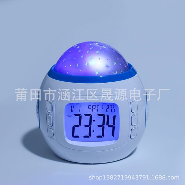 

creative music calendar seven color projection star light small alarm clock