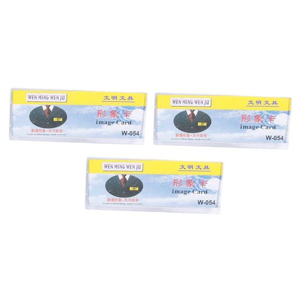 

card holders safetypin clear hard plastic name tag clip holder 3 pcs, Brown;gray