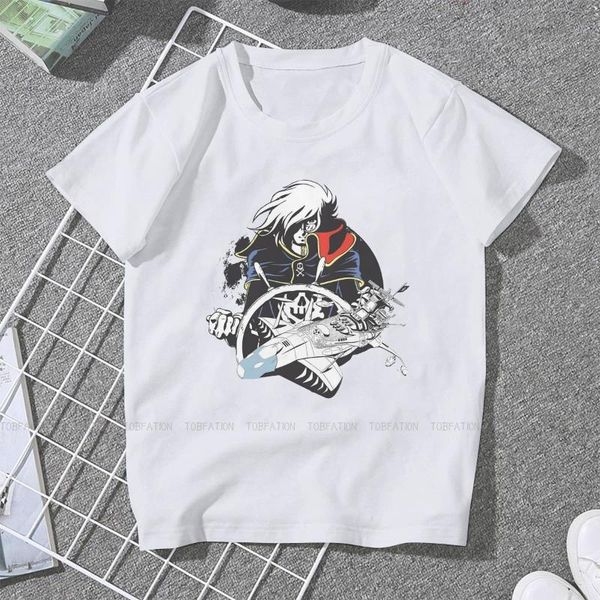 

women's t-shirt leiji matsumoto women tshirts cpatain harlock aesthetic vintage female clothing large cotton graphic clothes, White