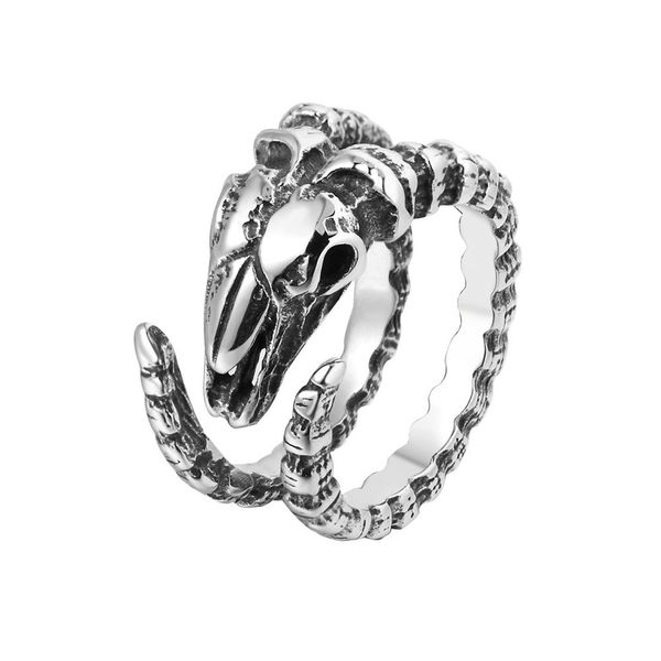 

2021 design skeleton goat head finger rings for women gift whole punk style stainless steel jewelry men, Silver