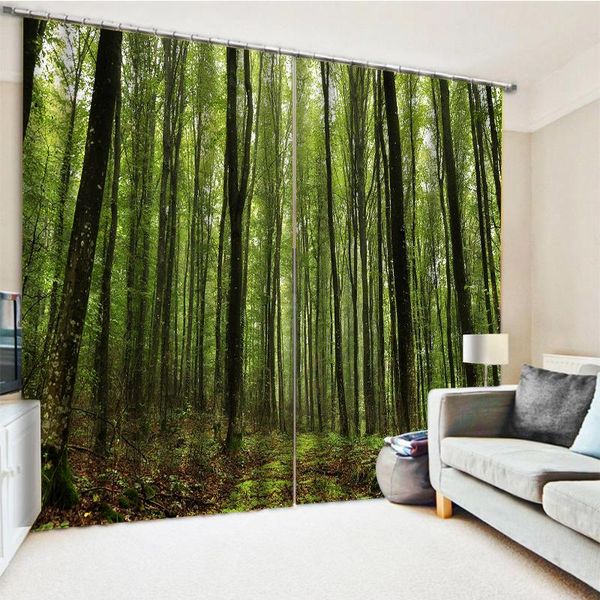

curtain & drapes modern minimalism green forest 3d print scenery curtains thick shading soundproof windproof