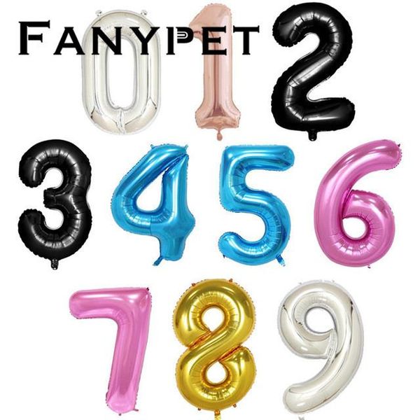 

party decoration 100pcs/lot 40 inch red number foil balloons birthday decorations kids helium balloon anniversary wedding suppliers