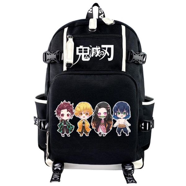 

backpack demon slayer kimetsu no yaiba black men women waterproof canvas school bag laplarge capacity student bookbag