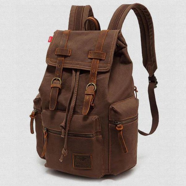 

backpack fashion men's vintage canvas school bag travel bags large capacity laptop