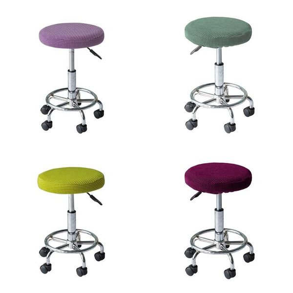 

chair covers solid color round cover elastic seat eat protector anti-dirty bar stool removable for home decor