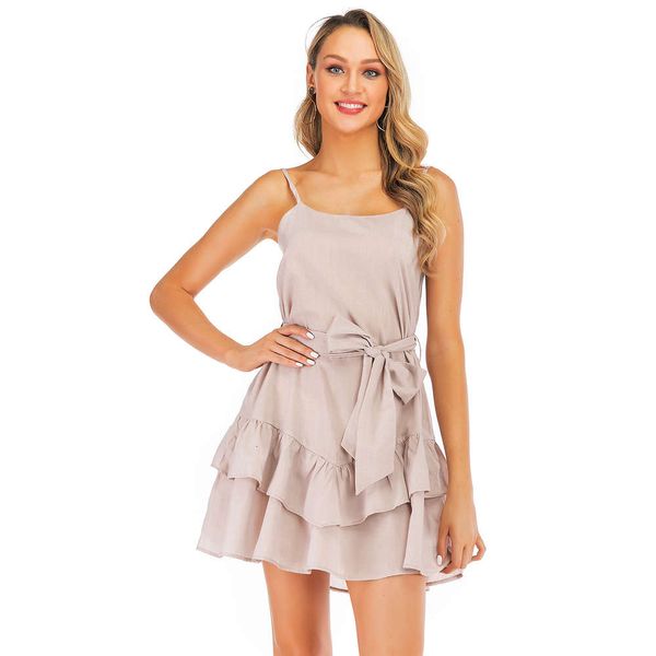 

new product 2020 fashion sling open back beach dress 1911, White;black