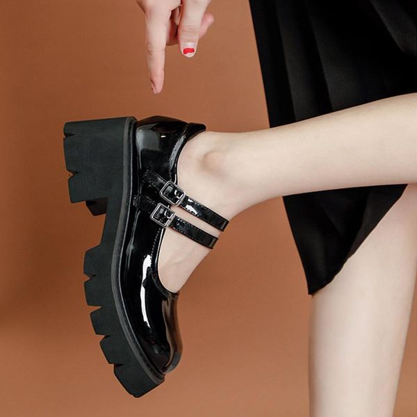 

dress shoes fashion lolita women solid color mary jane women's vintage girls high heels college student platform ladies, Black