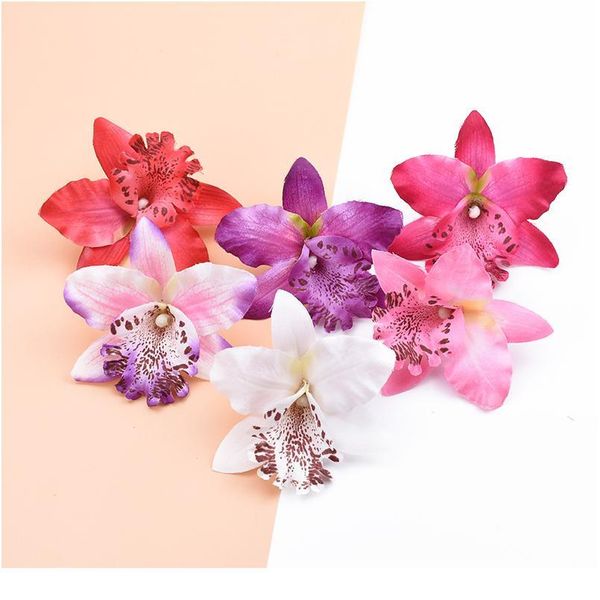 

6/10 pieces artificial flowers silk butterfly orchid home decoration accessories brooch diy christmas wreath fak jllgkn