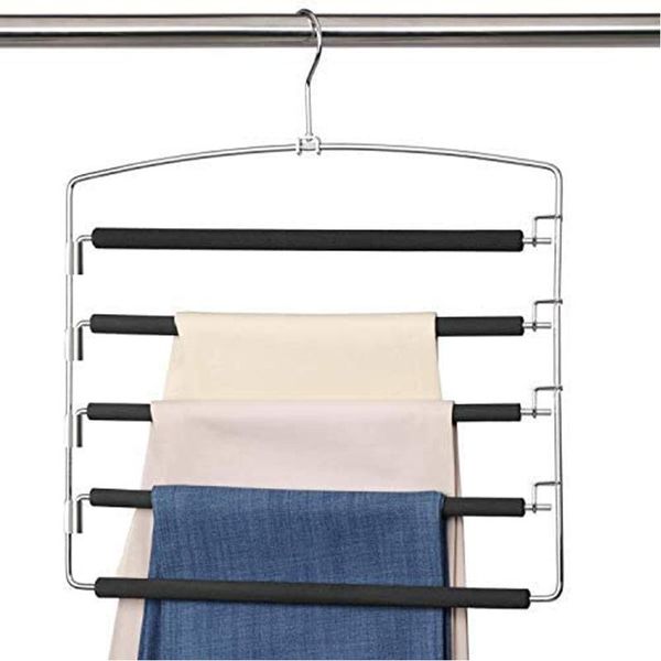 

hangers & racks hgyze 5-layer stainless steel non-slip foam filled swing arm space to save clothes slack hanger wardrobe storage bag