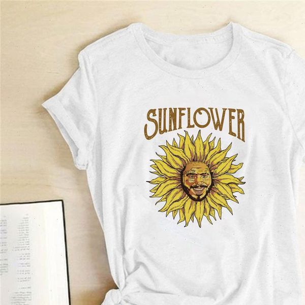 

sunflower printing t shirts women tshirts cotton women funny womens summer clothing harajuku tshirt femme camisetas mujer, White