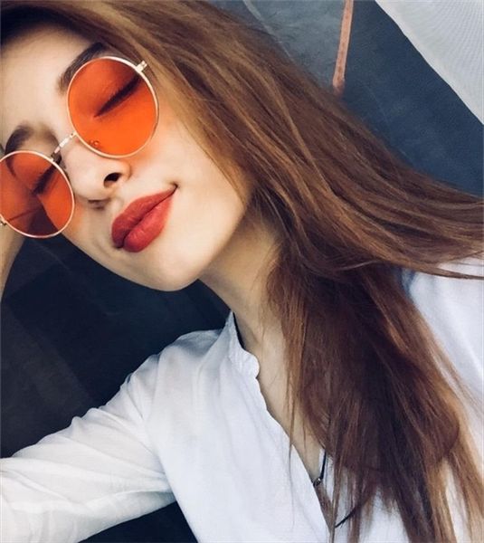 

retro round pink sunglasses women brand designer sun glasses for alloy mirror female oculos de sol black, White;black