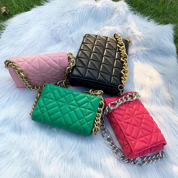 

storage bags women's shoulder 2021 thick chain quilted purses and handbag women clutch ladies hand bag