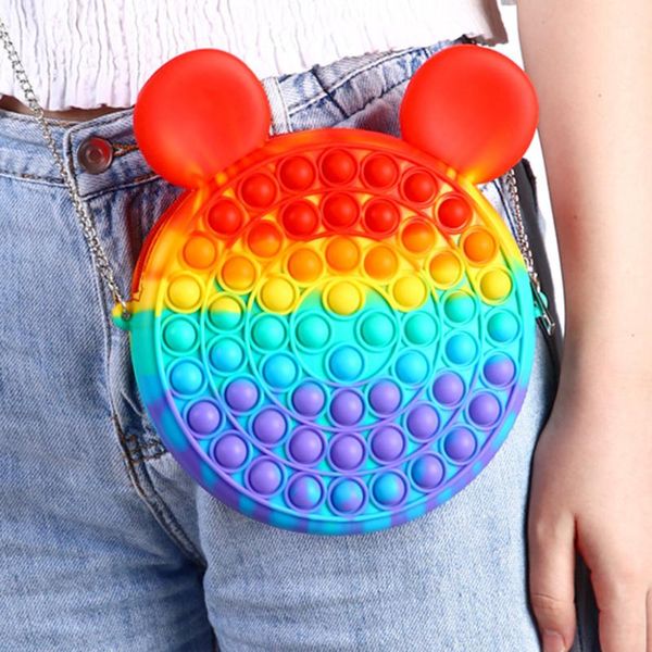 

storage bags push bubble toy rainbow bag reliver stress relax puzzle toys sensory game gift children gifts
