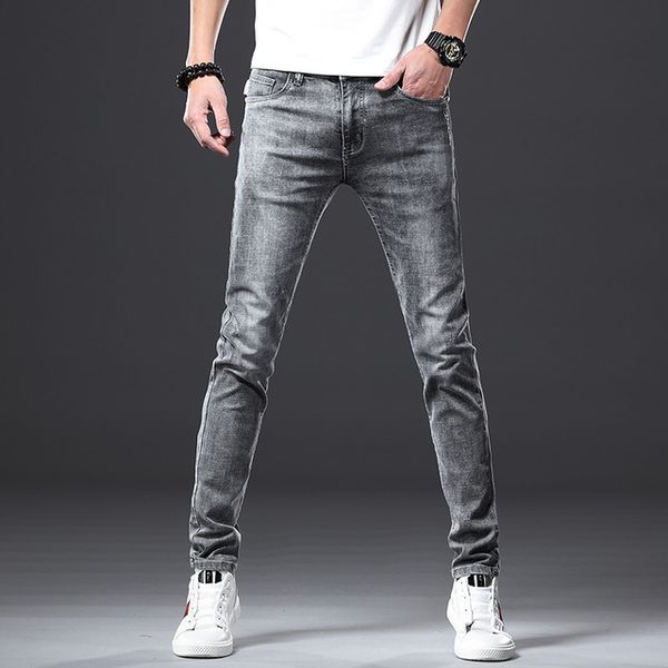 

spring and autumn new jeans men's black jeans retro straight elastic slim leggings fashion designer jeans, Blue