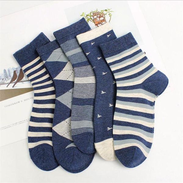 

men's socks 5 pairs of autumn and winter pure cotton fashion tube simple warm breathable men, Black