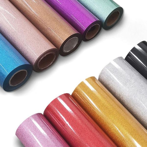 

window stickers 25x100cm 1 roll heat transfer glitter iron on for clothes htv shirt high elastic decor film easy to cut