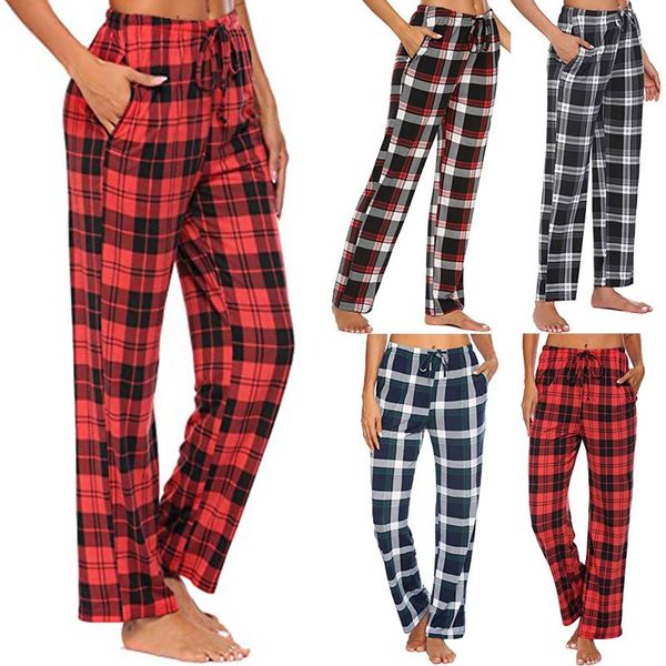 

yoga outfit womens loose pants comfortable plaid prints pajamas wide leg long sports fitness gym leggings sportswear