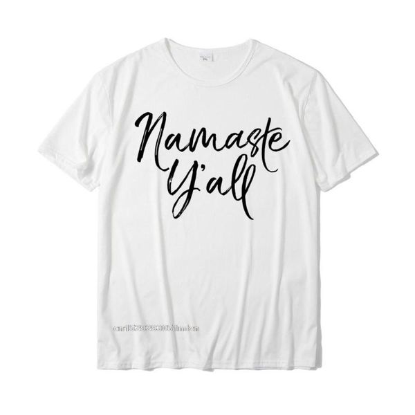 

men's t-shirts namaste yall shirt tees slim fit cotton male printed camisas hombre short sleeve tee, White;black