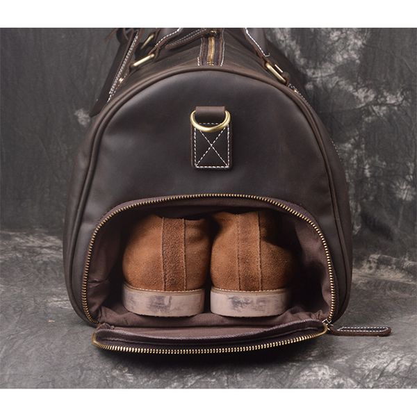 

genuine leather travel bag for men business real leather luggage large travel handbag male briefcase shoes shoulder