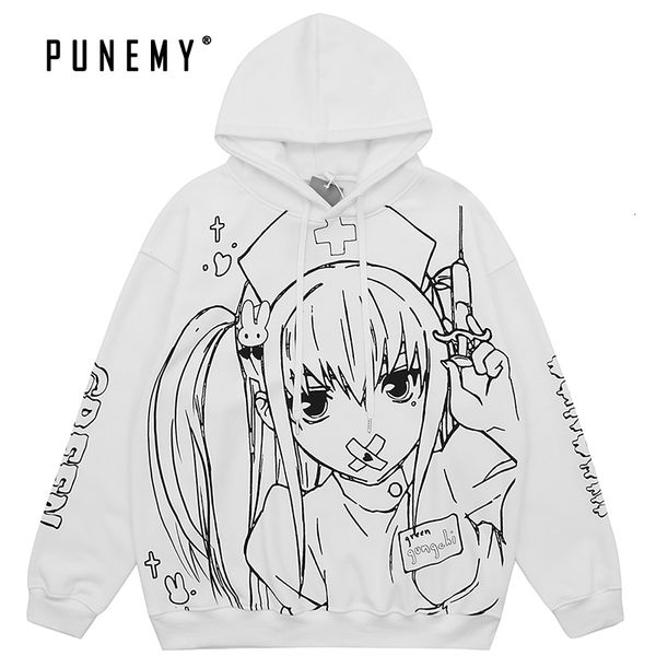 

2021 hoodie men harajuku anime hip hop streetwear japanese style hooded autumn new 100% cotton oversize casual male hoodies i3yw, Black