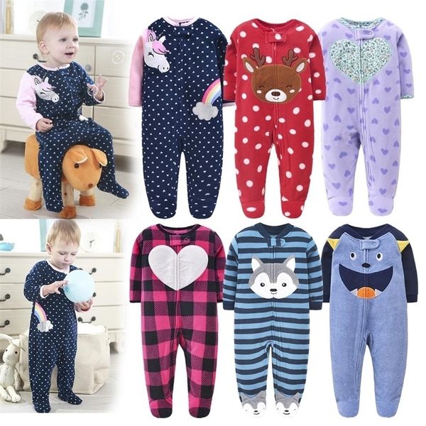 

new autumn spring rompers clothes long sleeves newborn boy girls polar fleece jumpsuit baby clothing 9-24m 210309, Blue