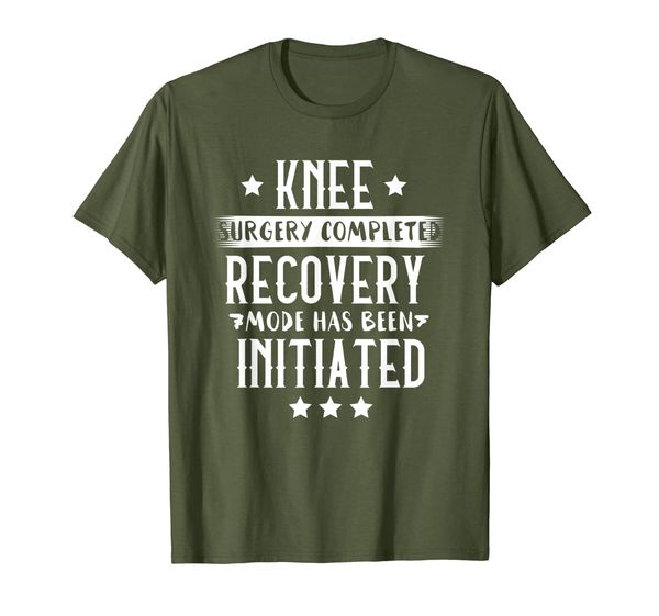 

knee surgery completed recovery mode t-shirt gift rehab tee, White;black