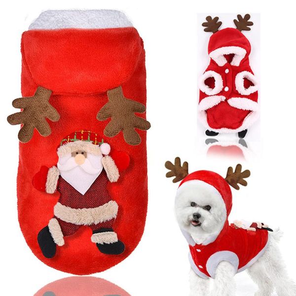

dog apparel transer creative pet cat christmas santa elk winter warm clothing dress thicken clothes drop 19dec