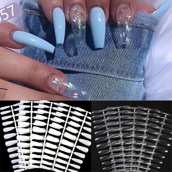 

false nails 100/120pcs natural clear white color nail tips uv gel acrylic coffin fake extension tools diy art beauty, Red;gold