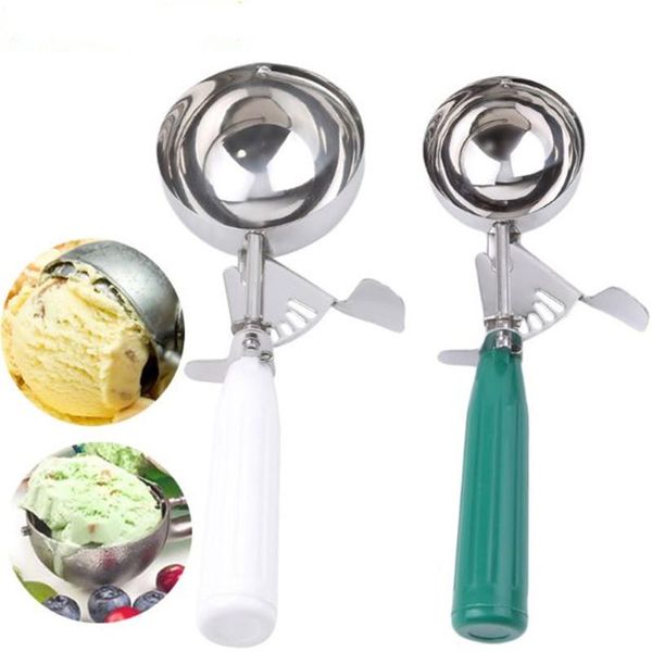 

spoons stainless steel + pp material ice cube ball making dip cream spoon kitchen tools 4 colors optional 2021 style