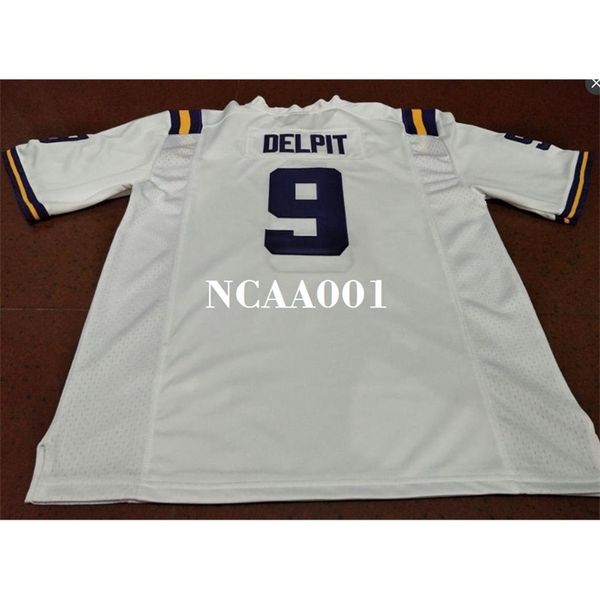 

001 #9 grant delpit white purple lsu tigers size s-4xl or custom any name or number alumni college jersey, Black