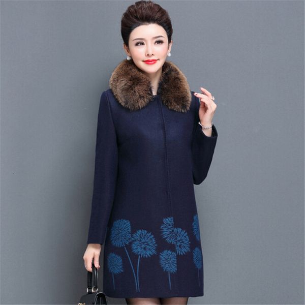 

luxury fur girls in autumn and winter long woolen thick coat jacket size 5xl cznn, Black