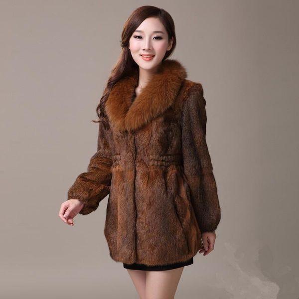 

real coat female jacket with collar natural rex fur jackets for women winter coats plus size wyq828, Black