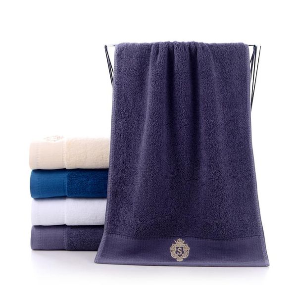 

towel 2021 fashion pure color embroidery face 100% cotton material, soft and comfortable, protect skin 34x74cm
