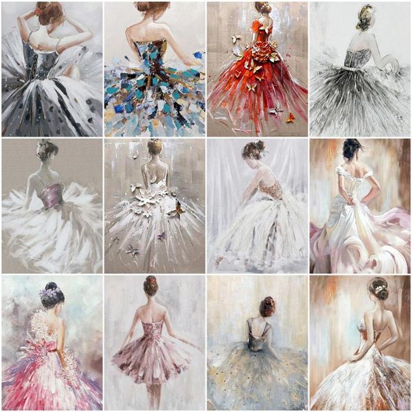 

paintings azqsd oil painting by number ballet woman handpainted modern wall diy picture numbers portrait handmade room decoration
