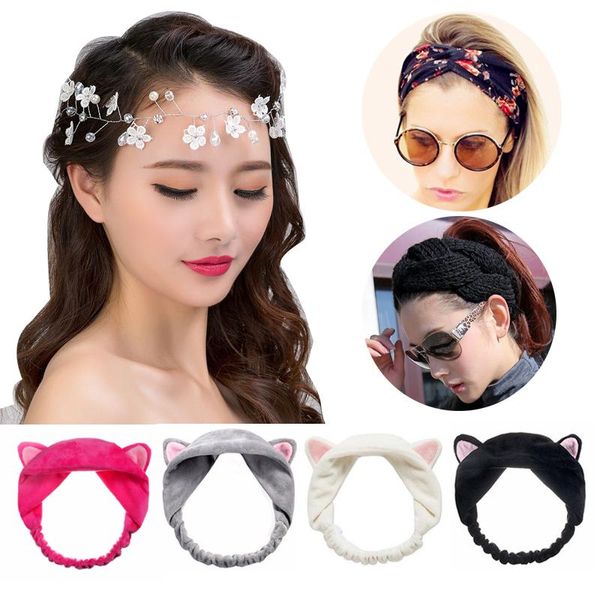 

hair accessories 2021 multi styles coral fleece ears headbands wash face headband women girls cross turban headwrap hairbands