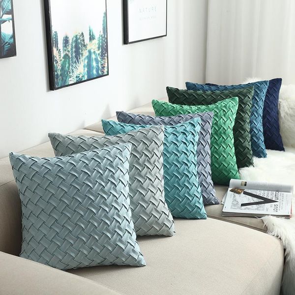 

home decor nordic style pillowcase hand-woven plaid cushion pillow cover decorative fashion design solid color cushion cover