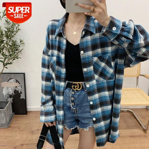 

street yang mi song zuertong blue flannel check loose shirt jacket for men and women #hq75, White;black
