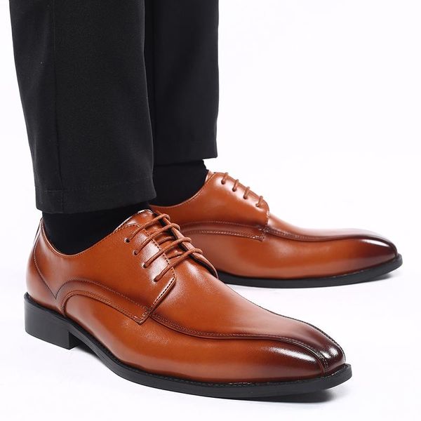 

dress shoes men gentleman business paty leather wedding flats oxfords formal, Black
