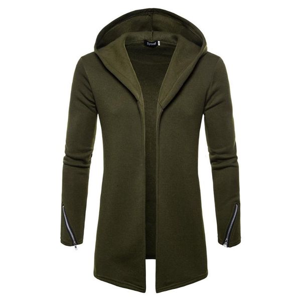 

men's hoodies & sweatshirts cardigan thick jacket fashion sports outdoor simple style long sleeve pure color hooded collar straight top, Black