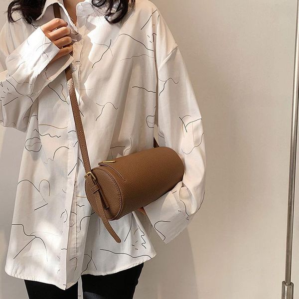 

cross body cylinder pillow bag litchi soft leather one shoulder mobile phone purses and handbags for women