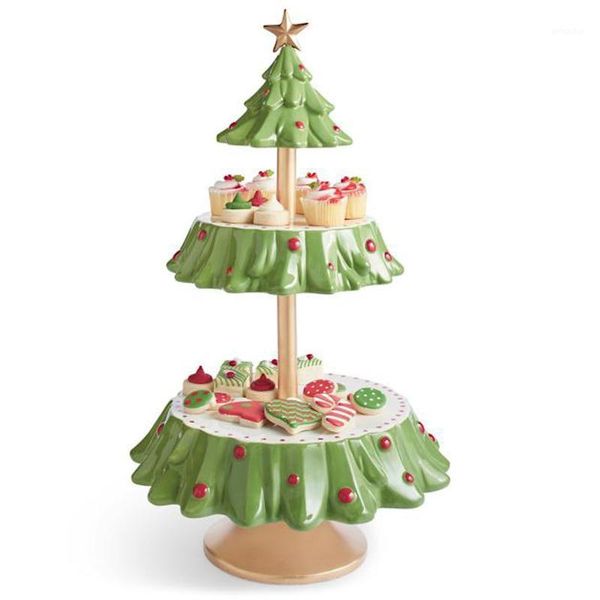 

christmas decorations tree dessert table fruit plate double layer cake stand holiday party candy snack tray xmas rack holder