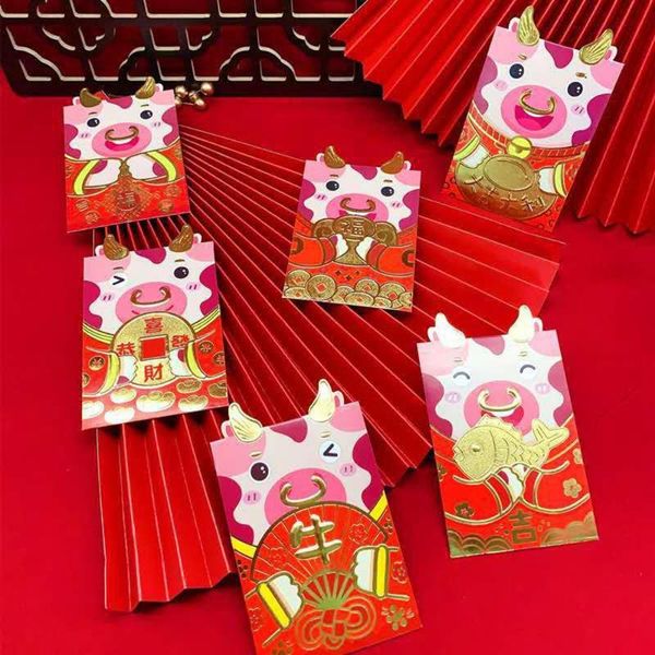 

36pcs 2021 chinese red lucky envelopes creative money bags cartoon new year's red packet new year money envelopes pouches