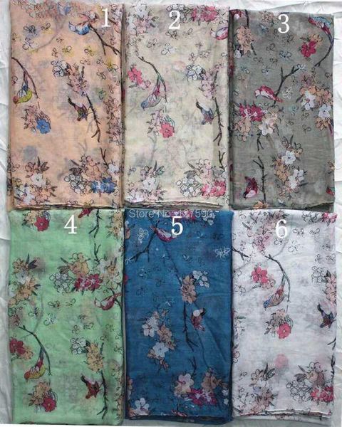 

scarves 2021 women fashion tree bird scarf shawl wrap hijab animal print wholesale, Blue;gray