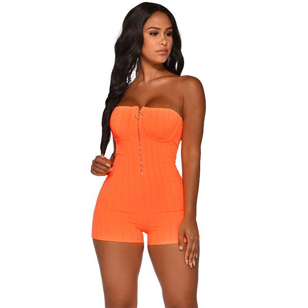 

women's jumpsuits & rompers zip up romper beachwear backless off shoulder night club skinny women summer high waist bodycon overalls, Black;white