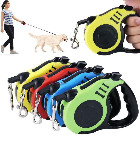 

dog collars & leashes 3m 5m durable leash automatic retractable nylon cat lead extension puppy walking running roulette for dogs pet accesso