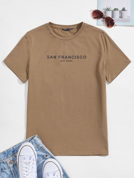 

men letter graphic round neck tee f90w#, White;black